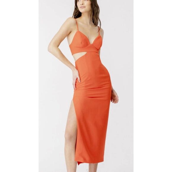 BARDOT Women's Orange Cutout Slit Sleeveless Midi Dress Size XXL NWT‎ - Picture 1 of 12